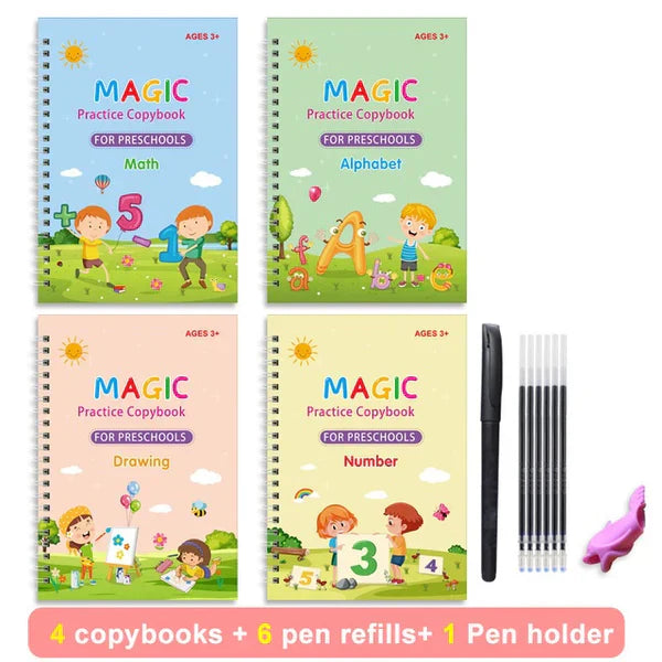 EduGlow™ Magic Practice Copybook Set (4 Books)